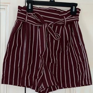 L.A. Hearts Paper Bag Striped Maroon Shorts